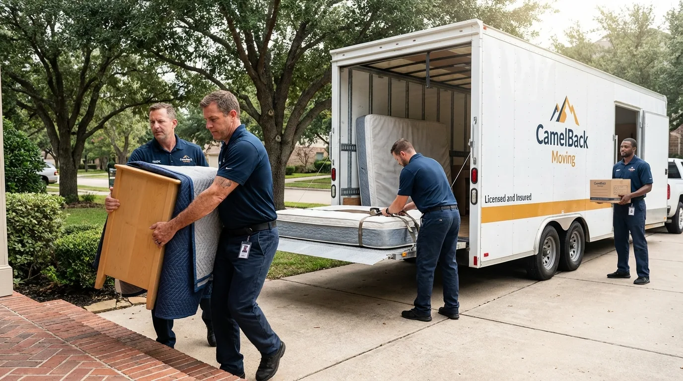 Crew loading residential truck for cross-state move from Homestead, FL